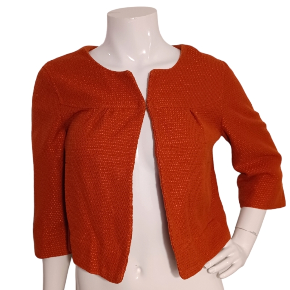 Classy Pumpkin Orange Cropped Textured Jacket 🧥 by Apt. 9